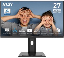Монитор MSI PRO MP273QP E2 27" 16:9 WQHD(2560x1440) IPS Flat,1ms(MPRT),1300:1,100M:1,400nit,178/178,2xHDMI 2.0,DP 1.2,Speaker,Tilt,Swivel,Height,Pivot,VESA,100Hz,Black,1y war-ty