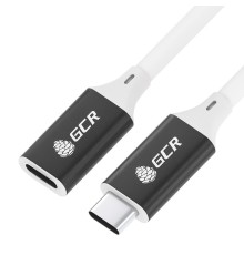 GCR Удлинитель USB 3.1 Type C-С, 0.5m белый, 100W/20V/5A, M/F, TPE, AL сase черный, белый ПВХ, экран, армированный, GCR-53732