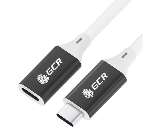 GCR Удлинитель USB 3.1 Type C-С, 0.5m белый, 100W/20V/5A, M/F, TPE, AL сase черный, белый ПВХ, экран, армированный, GCR-53732 GCR Удлинитель USB 3.1 Type C-С, 0.5m белый, 100W/20V/5A, M/F, TPE, AL сase черный, белый ПВХ, экран, армированный, GCR-53732