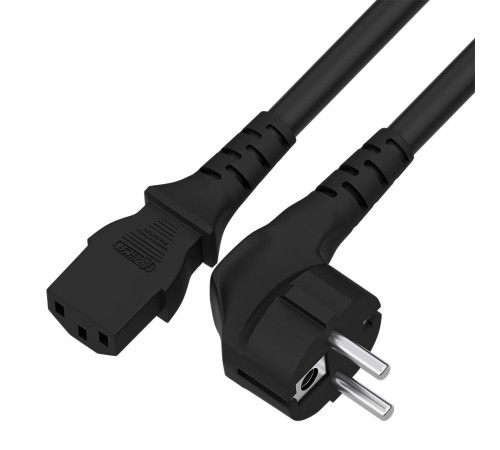 GCR Кабель питания PROF 1.0m, Евровилка угловая - С13, 3*1,0mm, черный, GCR-54375