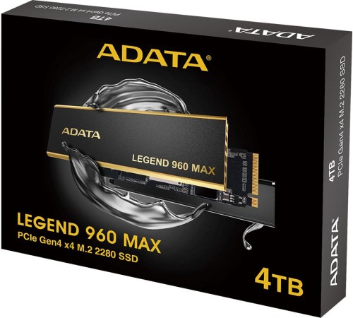 Твердотельный накопитель/ ADATA SSD LEGEND 960 MAX, 4000GB, M.2(22x80mm), NVMe 1.4, PCIe 4.0 x4, 3D NAND, R/W 7400/6800MB/s, IOPs 700 000/550 000, DRAM buffer 4000MB, TBW 3120, DWPD 0.43, with BIG Heat Spreader (5 лет) Твердотельный накопитель/ ADATA SSD LEGEND 960 MAX, 4000GB, M.2(22x80mm), NVMe 1.4, PCIe 4.0 x4, 3D NAND, R/W 7400/6800MB/s, IOPs 700 000/550 000, DRAM buffer 4000MB, TBW 3120, DWPD 0.43, with BIG Heat Spreader (5 лет)