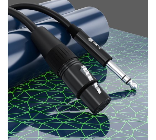Кабель микрофонный jack 6,35mm / XLR GCR Кабель 5.0m микрофонный stereo jack 6,35mm / XLR, M/F, черный, AL case черный,  GCR-53439