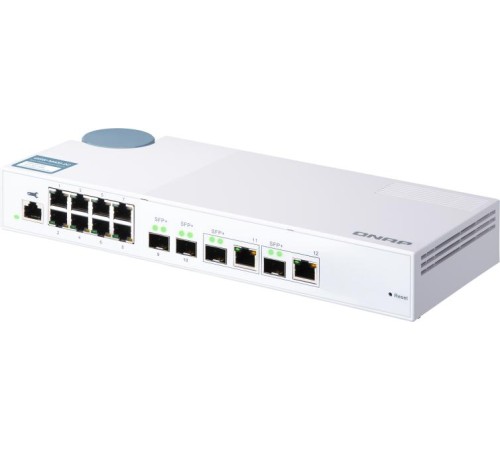 Коммутатор/ QNAP QSW-M408-2C Managed switch 10 Gb / s with 4 SFP + ports, 2 of which are combined with RJ-45, 8 1 Gb / s RJ-45 ports, bandwidth up to 96 Gb / s, JumboFrame support
