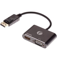 Кабель-переходник/ Кабель-переходник DisplayPort(M) ---> HDMI(F)+VGA(F)4K@30Hz VCOM Allum shell<CG640M-0.15>