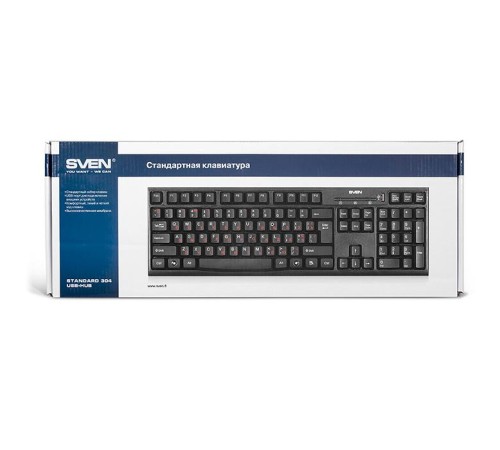 Клавиатура SVEN Standard 304  USB+HUB чёрная