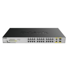 Коммутатор D-Link Неуправляемый PoE-коммутатор, 24x1000Base-T PoE, 2xCombo 1000Base-T/SFP, PoE-бюджет 370 Вт, корпус металл