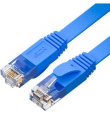 GCR Патч-корд PROF плоский прямой 20.0m, UTP медь кат.6, синий, 30 AWG, ethernet high speed 10 Гбит/с, RJ45, T568B, GCR-52864