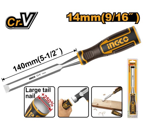 Стамеска 14x140мм, CrV, INGCO HWC0806 INDUSTRIAL Стамеска 14x140мм, CrV, INGCO HWC0806 INDUSTRIAL