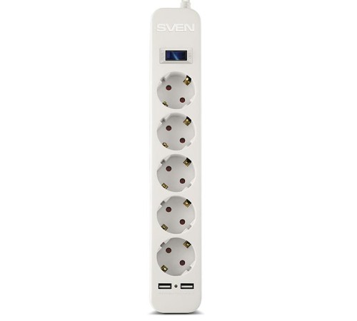 Фильтр SVEN SF-05LU 1,8 м (5 евро розеток,2 USB) белый, цветная коробка/ Surge protector SVEN SF-05LU 1,8 м (5 евро розеток,2 USB) белый, цветная коробка Фильтр SVEN SF-05LU 1,8 м (5 евро розеток,2 USB) белый, цветная коробка/ Surge protector SVEN SF-05LU 1,8 м (5 евро розеток,2 USB) белый, цветная коробка