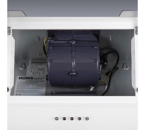 ВЫТЯЖКА HOMSAir Elf Push 60 Glass White/ наклонная, подвесная, кнопочное управление, 3 скорости, 650 м3/ч,до 25 м2, 47 Дб, светодиодное LED-освещение, ширина 60 см, высота 30 см, белый цвет