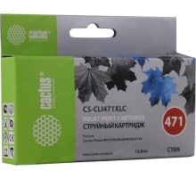 -/ Картридж струйный Cactus CS-CLI471XLC голубой (10.8мл) для Canon TS5040/MG5740/MG6840/MG7740