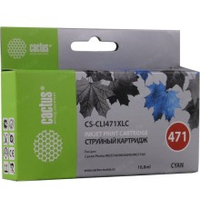 -/ Картридж струйный Cactus CS-CLI471XLC голубой (10.8мл) для Canon TS5040/MG5740/MG6840/MG7740
