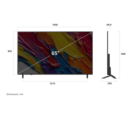 Телевизор ЖК 65'' LG/ 65", Ultra HD,Dynamic QNED Color, Smart TV, WebOS, Wi-Fi, DVB-T2/C/S2, MR, 60Hz Native, 2.0ch (20W), 2 HDMI, 1 USB, 2 Pole, Ashed Blue, 2025