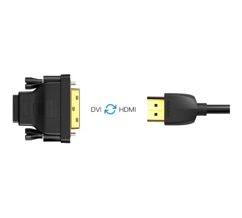 Адаптер-переходник Vention DVI 24+1 M/ HDMI 19F Адаптер-переходник Vention DVI 24+1 M/ HDMI 19F
