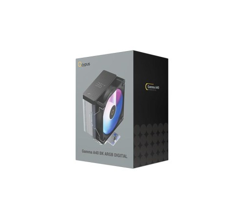 Кулер для процессора Ocypus Gamma A40 BK ARGB Digital, 100mm ARGB FAN, Top Display Panel, 4 HEAT PIPES, 4-PIN PWM, 600-2400 RPM, 29.5DBA, HYDRO BEARING, LGA115X/1200/1700/18XX, AM4/AM5