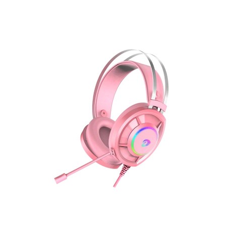 Гарнитура игровая проводная EH469 Pink (розовый), пара кошачьих ушек в комплекте, подсветка RGB, подключение USB, длина кабеля 2.4м Гарнитура игровая проводная EH469 Pink (розовый), пара кошачьих ушек в комплекте, подсветка RGB, подключение USB, длина кабеля 2.4м