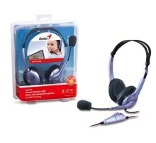 Гарнитура Genius HS-04S, 1х mini jack 3.5mm, регулятор громкости на проводе, длина провода 2м (Мятая упаковка)