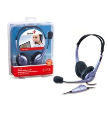 Гарнитура Genius HS-04S, 1х mini jack 3.5mm, регулятор громкости на проводе, длина провода 2м (Мятая упаковка)