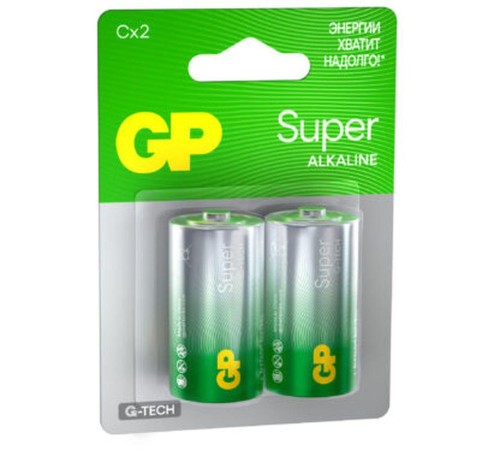 Батарейка C Алкалиновые батарейки GP Super Alkaline G-Tech 14А типоразмера C - 2 шт. на блистере (2 шт.)