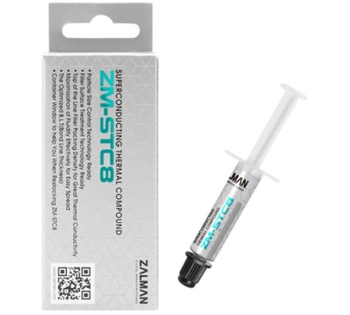 Термопаста Zalman ZM-STC8 superconducting thermal compound, thermal conductivity 8.3W/m-k, viscosity 350-480Pa.s Термопаста Zalman ZM-STC8 superconducting thermal compound, thermal conductivity 8.3W/m-k, viscosity 350-480Pa.s
