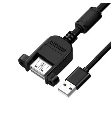 GCR Удлинитель 0.5m USB AM/AF крепление под винт, черный,  GCR-52442