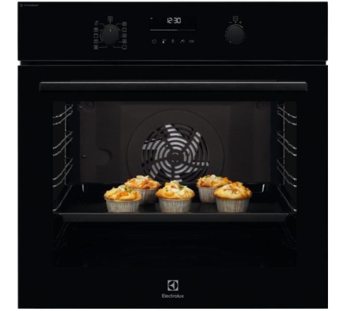 Встраиваемые электрические духовки ELECTROLUX/ Электрический духовой шкаф с конвекцией, приготовление на пару, объем 72 л, утапливаемые переключатели, 10 режимов, автопрограммы, очистка каталитическая, 3 стекла в дверце, направляющие проволочные + телеско