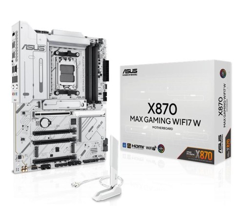 Материнская плата ASUS X870 MAX GAMING WIFI7 W, AM5, X870, 4*DDR5,  4*SATA, 3*M.2, 4*USB 3.2, 4*USB 2.0, 2*Type-C, 5*PCIx16, HDMI, ATX; 90MB1LZ0-M0EAY0