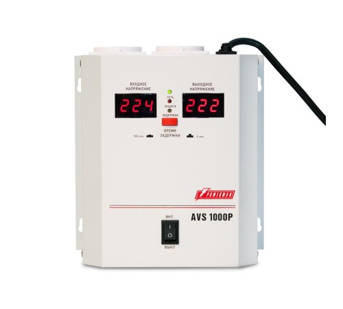 Стабилизатор POWERMAN AVS 1000P, ступенчатый регулятор, цифровые индикаторы уровней напряжения, 1000ВА, 110-260В, максимальный входной ток 7А, 2 евророзетки, IP-20, навесной, 185мм х 170мм х 100мм, 3.5 кг./ Stabilizer POWERMAN AVS 1000P, step-type regula Стабилизатор POWERMAN AVS 1000P, ступенчатый регулятор, цифровые индикаторы уровней напряжения, 1000ВА, 110-260В, максимальный входной ток 7А, 2 евророзетки, IP-20, навесной, 185мм х 170мм х 100мм, 3.5 кг./ Stabilizer POWERMAN AVS 1000P, step-type regula