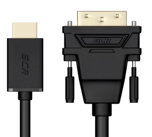 GCR Кабель 2.0m HDMI-DVI черный, GOLD, 19M / 25M Dual Link, 28 AWG, тройной экран GCR Кабель 2.0m HDMI-DVI черный, GOLD, 19M / 25M Dual Link, 28 AWG, тройной экран