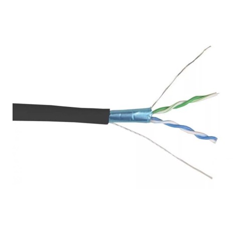 ITK Кабель связи витая пара F/UTP, кат.5E 2х2х24AWG solid, LDPE, 500м, черный