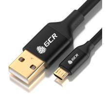 GCR Кабель 0.5m MicroUSB GOLD, быстрая зарядка, черный, AL корпус, 28/22 AWG, GCR-54190