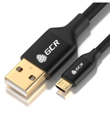 GCR Кабель 0.5m MicroUSB GOLD, быстрая зарядка, черный, AL корпус, 28/22 AWG, GCR-54190