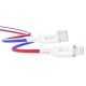 GCR Кабель 1.0m TypeC/Lightning MFRi POWER DELIVERY 18 W, быстрая зарядка, ТРИКОЛОР Россия, AL case белый, белый ПВХ, GCR-54962