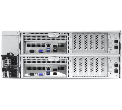 Серверная платформа/ HA401-VG, 4U, 2x2LGA-3647, 24-bay storage server, 24x SATA/SAS hot-swap 3.5"/2.5" universal bay, 2x canister, 4x 9mm 2.5" internal bay, 12G expander board with 2x SFF-8643, 2x SFF-8644, 1300W 1+1 redundant power supply,
