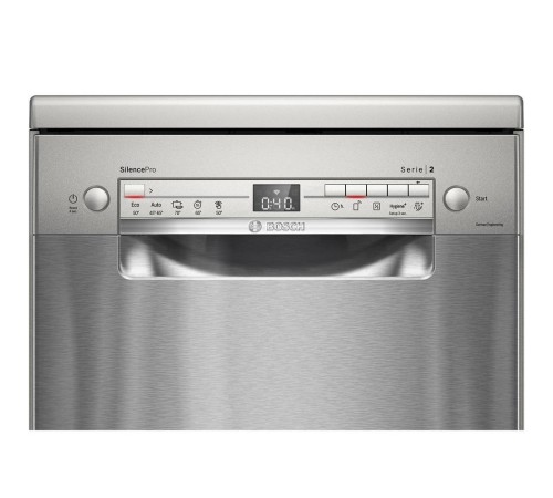 Отдельностоящая посудомоечная машина Bosch, 45 см, 10 комплектов, 10 программ, электронное управление, дисплей, отсрочка старта, уровень шума 46 дБ, энергоэффективность А+, цвет серебряный Отдельностоящая посудомоечная машина Bosch, 45 см, 10 комплектов, 10 программ, электронное управление, дисплей, отсрочка старта, уровень шума 46 дБ, энергоэффективность А+, цвет серебряный