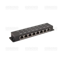 Пассивный PoE-инжектор OSNOVO Midspan-8/P Пассивный PoE-инжектор Fast Ethernet на 8 портов. Предназначен для питания оконечных сетевых устройств. Напряжение PoE - до 57V(конт. 4,5 (+), 7,8 (-)). Максимальный ток на каждый п