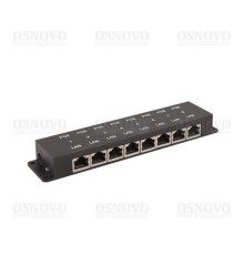 Пассивный PoE-инжектор OSNOVO Midspan-8/P Пассивный PoE-инжектор Fast Ethernet на 8 портов. Предназначен для питания оконечных сетевых устройств. Напряжение PoE - до 57V(конт. 4,5 (+), 7,8 (-)). Максимальный ток на каждый п