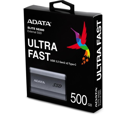 Твердотельный накопитель/ ADATA External SSD SE880, 500GB, Type-C, USB 3.2 Gen2х2, up to R/W 2000/2000 MB/s, 64.8x35x12.5mm, Titanium Gray (5 лет) Твердотельный накопитель/ ADATA External SSD SE880, 500GB, Type-C, USB 3.2 Gen2х2, up to R/W 2000/2000 MB/s, 64.8x35x12.5mm, Titanium Gray (5 лет)