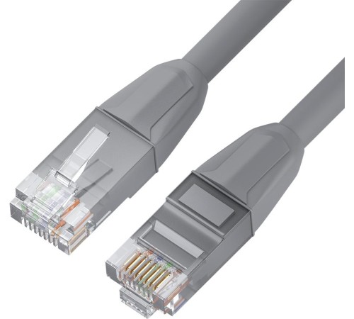 GCR Патч-корд прямой 2.0m LSZH UTP кат.6, серый, 24 AWG, литой без фиксатора, ethernet high speed, RJ45, T568B, GCR-52750