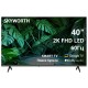 Телевизор ЖК 40'' Skyworth 40", Full HD, 200Nit, Google TV, DVB-T2/C/S2, 2.0 ch Sound 10W*2, 60Hz, 2 HDMI, 2 USB, Digital Audio Output, LAN, Composite output, CI, Выход для наушников, 2 Pole, безрамочный дизайн, 2025