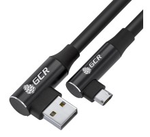 GCR Кабель PREMIUM 0.25m MicroUSB угловой двусторонний, белый, AL case черный, 28/24 AWG, GCR-55108