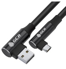 GCR Кабель PREMIUM 0.25m MicroUSB угловой двусторонний, белый, AL case черный, 28/24 AWG, GCR-55108