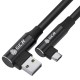 GCR Кабель PREMIUM 0.25m MicroUSB угловой двусторонний, белый, AL case черный, 28/24 AWG, GCR-55108