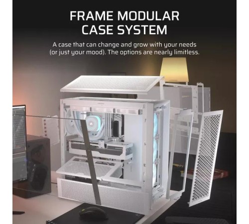 Корпус без блока питания/ Case Corsair Frame 4000D RS ARGB, Midi-Tower, TG, 3x120mm ARGB, 2xUSB-A 3.2, 1xUSB 3.2 Type-C, E-ATX, ATX, mATX, mITX White