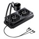 Система жидкостного охлаждения/ Water Cooling System JONSBO TH-240 Black (260W, 240mm, LED temp., Black, ARGB/ Fans: 2x120mm, 62.4CFM, 37.3dBA, 2400RPM/ Pump height 72mm, 30dBA, 2400RPM, Rad thickness 27mm/ S: 1851, 1700, 1200, 115X, AM5, AM4)