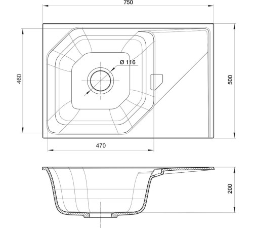 Кухонная мойка RIVELATO RIVELATO Мойка LOCUS 75 1-чаш 750*500, монтаж: врезной, материал: кварц, цвет: черный Кухонная мойка RIVELATO RIVELATO Мойка LOCUS 75 1-чаш 750*500, монтаж: врезной, материал: кварц, цвет: черный