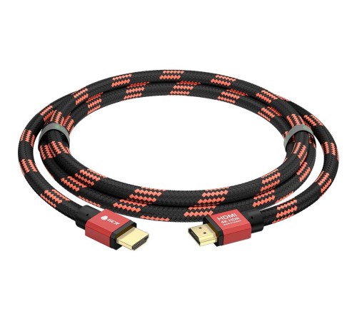 GCR Кабель PROF 1.5m HDMI 2.0, BICOLOR ECO Soft капрон, AL корпус красный, HDR 4:2:2, Ultra HD, 4K 60 fps 60Hz/5K*30Hz, 3D, AUDIO, 18.0 Гбит/с, 28AWG, GCR-54507