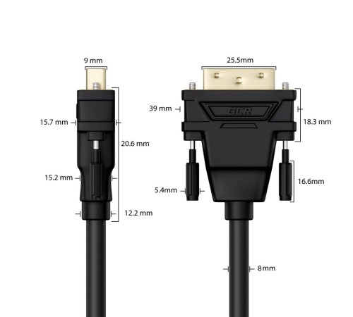 Greenconnect Кабель HDMI-DVI 0.3m черный, OD7.3mm, 28/28 AWG, позолоченные контакты, 19pin AM / 24+1M AM Dual Link, GCR-HD2DVI1-0.3m, тройной экран Greenconnect Кабель HDMI-DVI 0.3m черный, OD7.3mm, 28/28 AWG, позолоченные контакты, 19pin AM / 24+1M AM Dual Link, GCR-HD2DVI1-0.3m, тройной экран