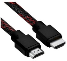 Кабель 1.5m HDMI 2.0, BICOLOR черно-красный нейлон, Ultra HD, 4K 60 fps 60Hz/5K*30Hz, 3D, AUDIO, 18.0 Гбит/с, 28AWG