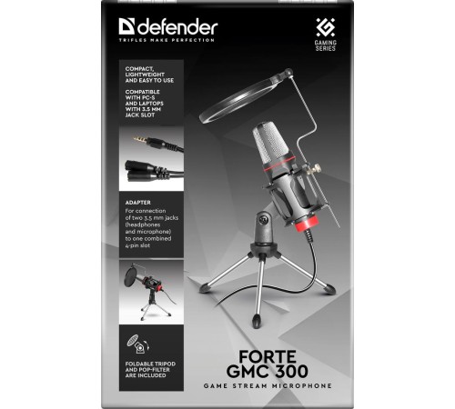 Defender Игровой стрим микрофон Forte GMC 300 3,5 мм, провод 1.5 м